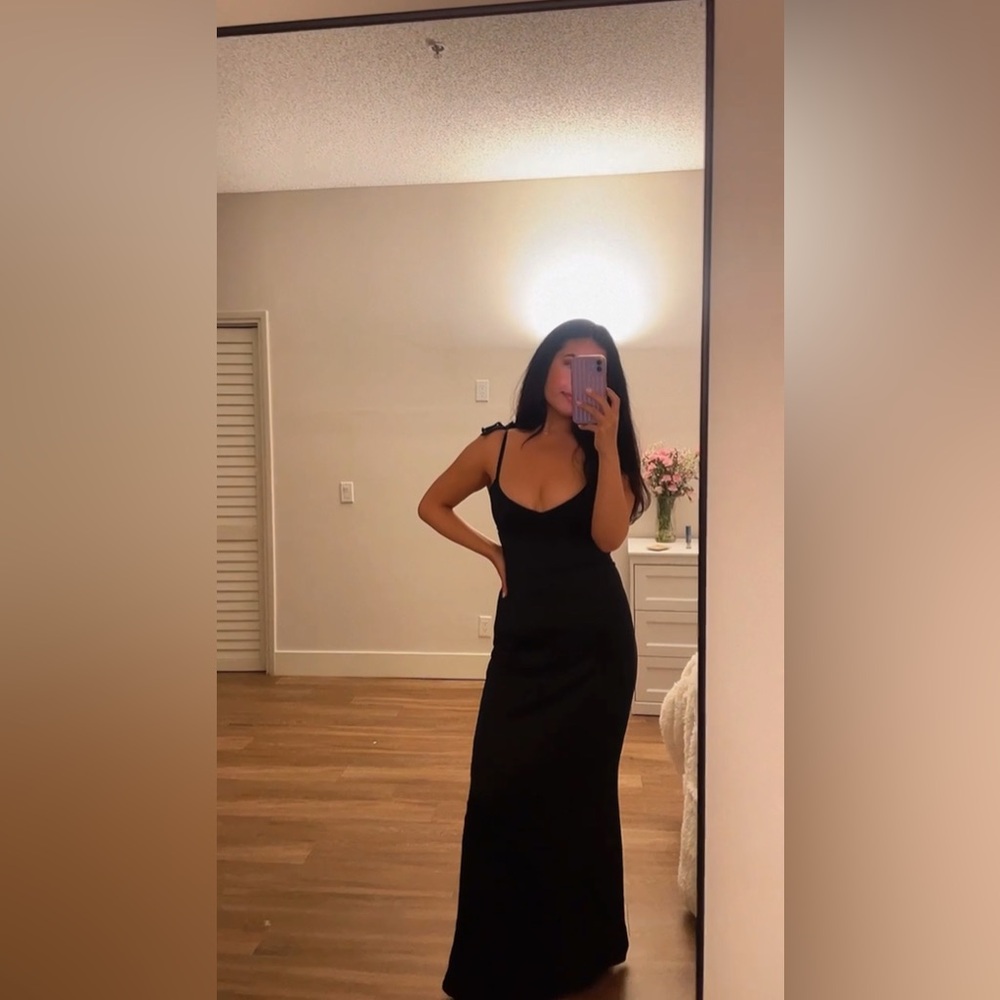 Reformation Satin Black Dress